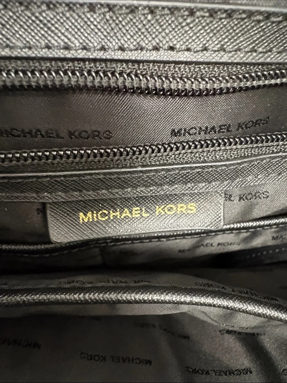 Michael Kors Black Saffiano Leather Tote with Gold Accents